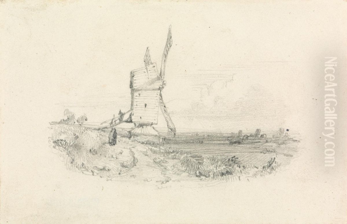 Windmill Oil Painting by William Callow