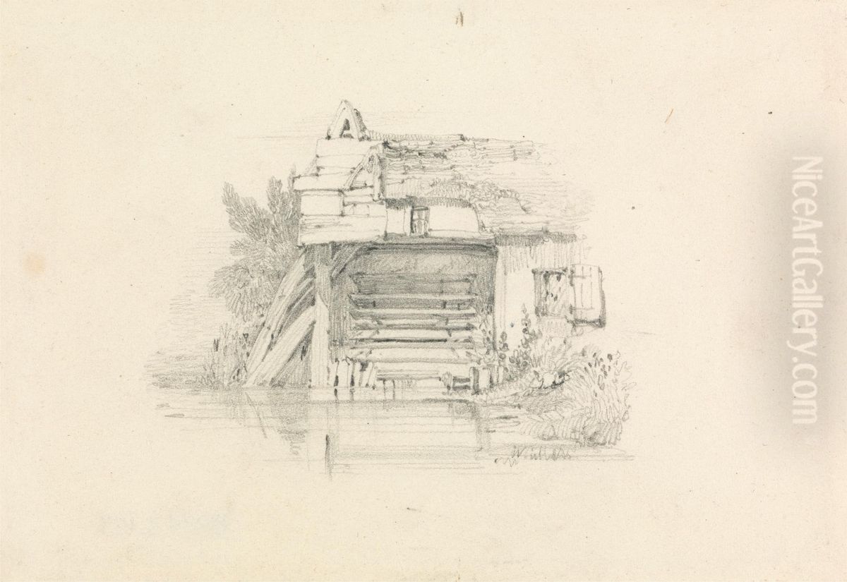 Watermill Oil Painting by William Callow