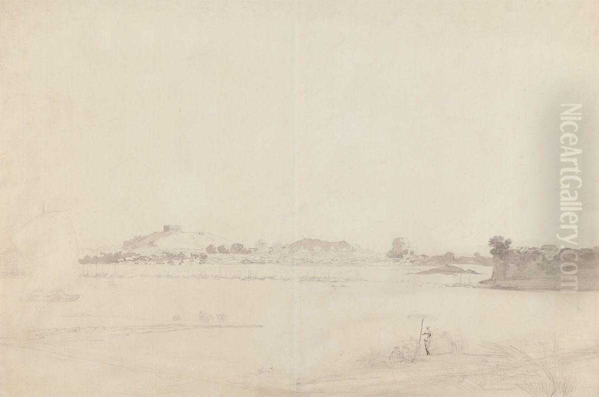 View of Monghyr, Bihar Oil Painting by William Daniell RA