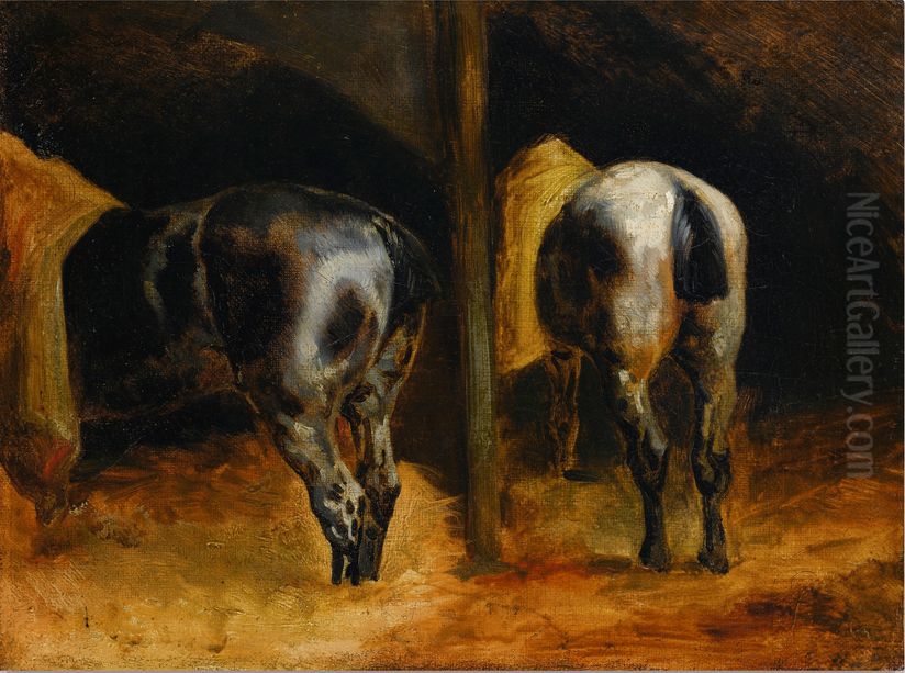 Horse's rumps Oil Painting by Theodore Gericault