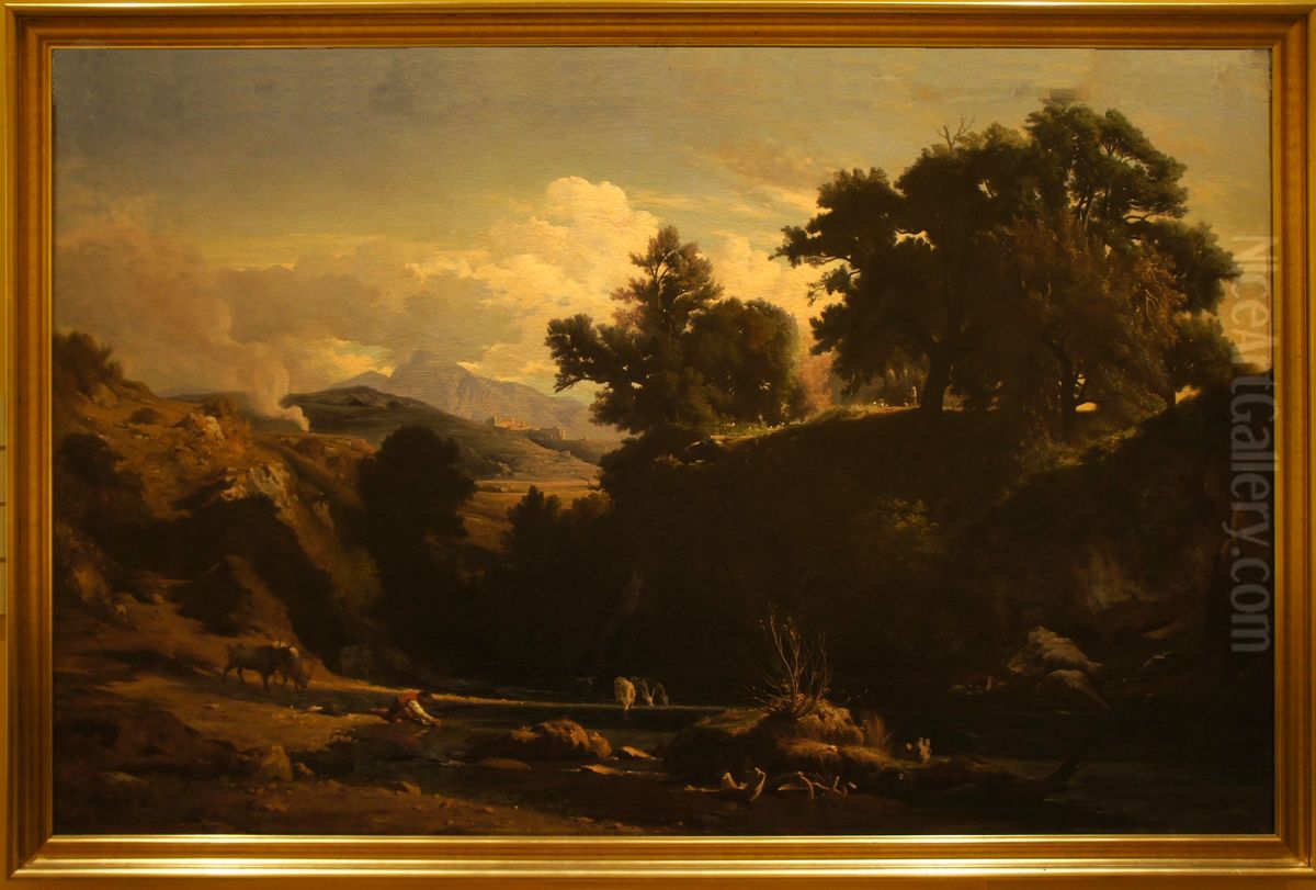 Bords de l'Aniot Tivoli Oil Painting by Jean-Achille Benouville