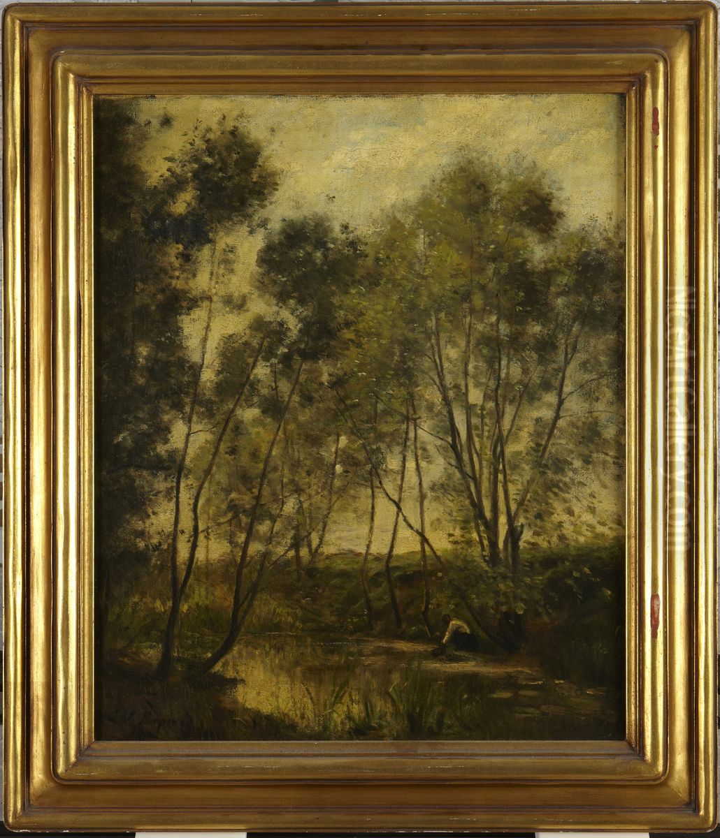 Woman by a Stream Oil Painting by Stanislas Lepine