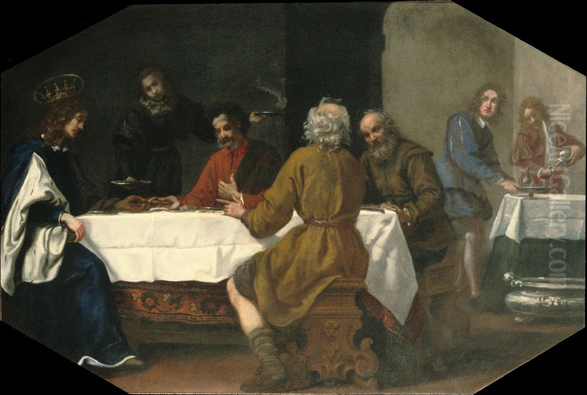 St. Louis of France Visiting an Alms House Oil Painting by Jacopo Vignali