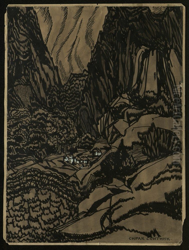 Planinski pejzaz Oil Painting by Syrak Skitnik