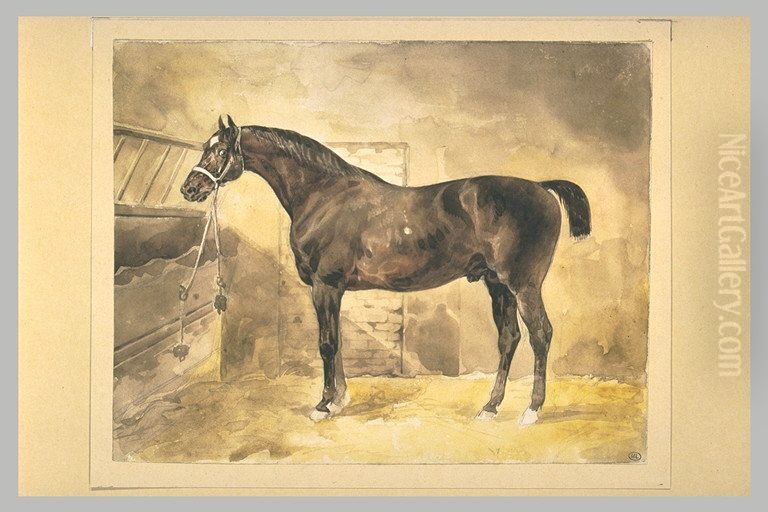 Cheval bai, a l'ecurie Oil Painting by Theodore Gericault