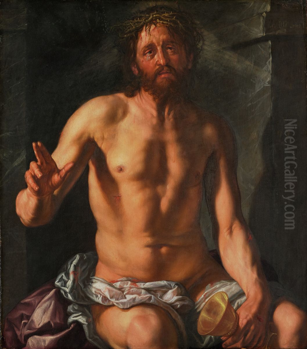 Man of Sorrows with a Chalice (Christ as Redeemer) Oil Painting by Goltzius Hendrick