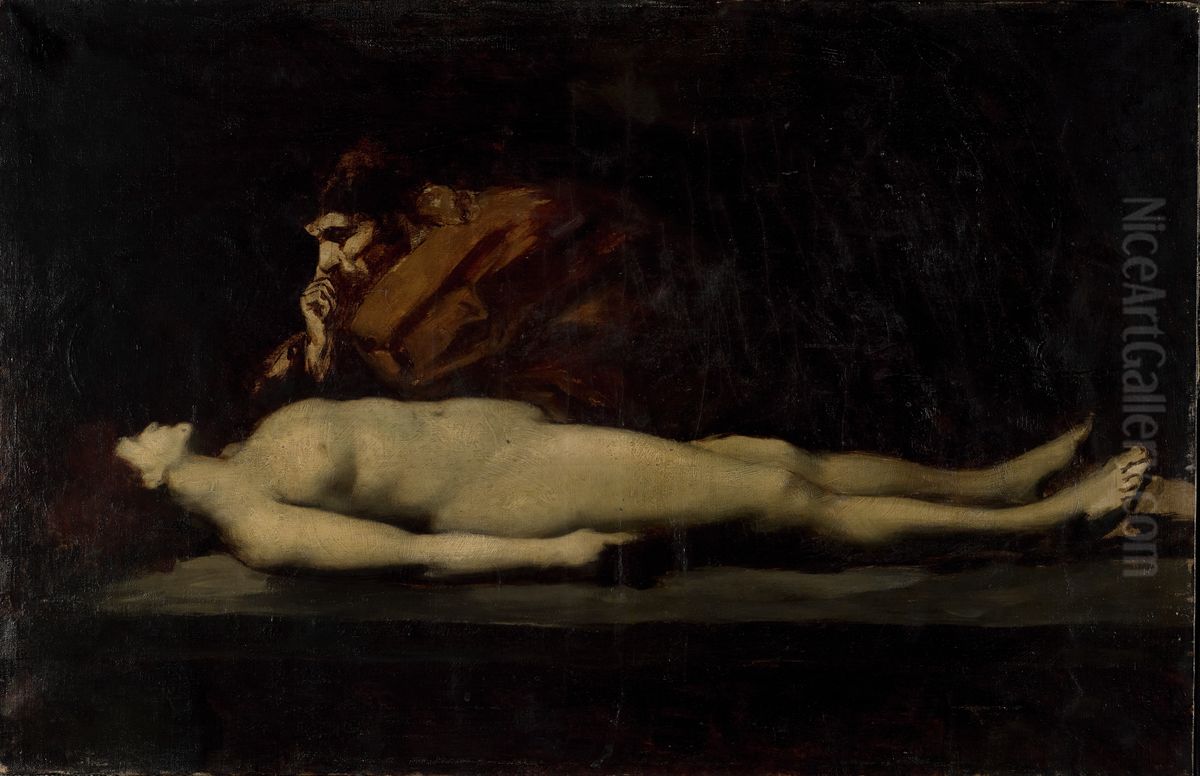 The Levite of Ephraim and His Dead Wife Oil Painting by Jean-Jacques Henner