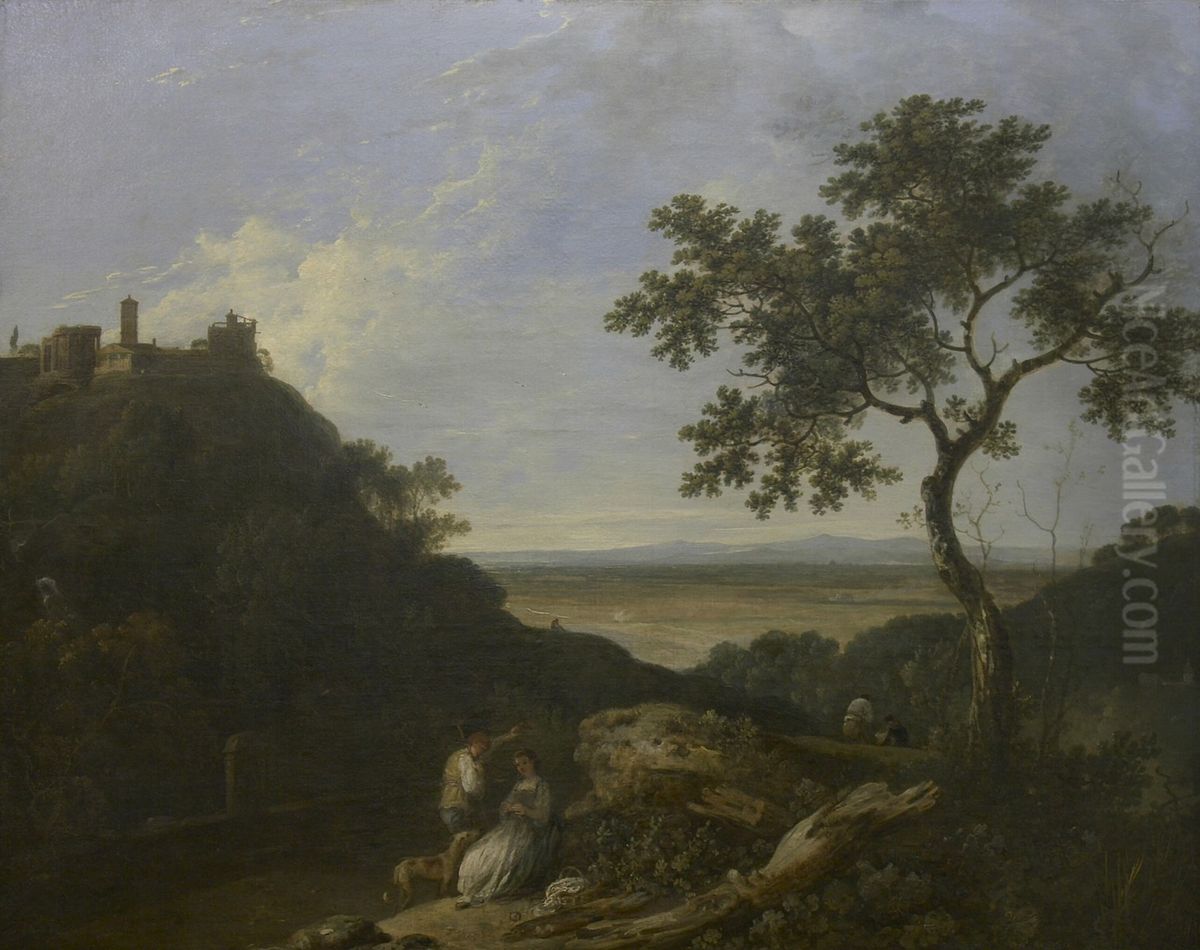 Tivoli-Temple of the Sibyl and the Campagna Oil Painting by Richard Wilson