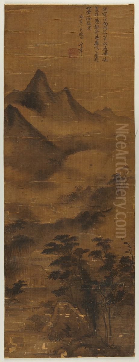 Scene in Jiangnan Oil Painting by Dong Qichang