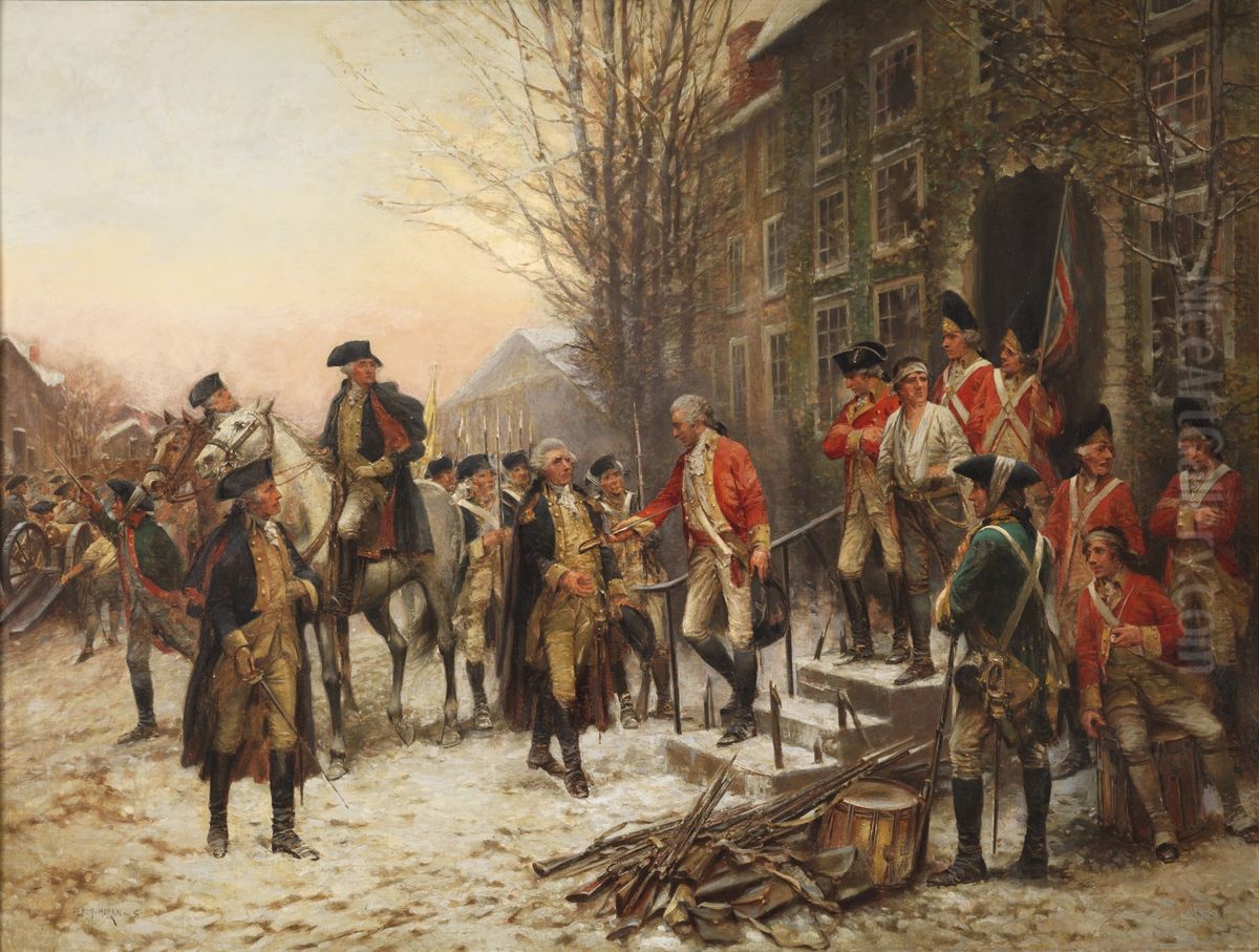 George Washington (1732-1799) in front of Nassau Hall Oil Painting by Edward Percy Moran