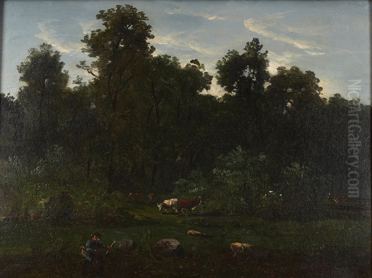 Pastoral Scene Oil Painting by Regis Francois Gignoux