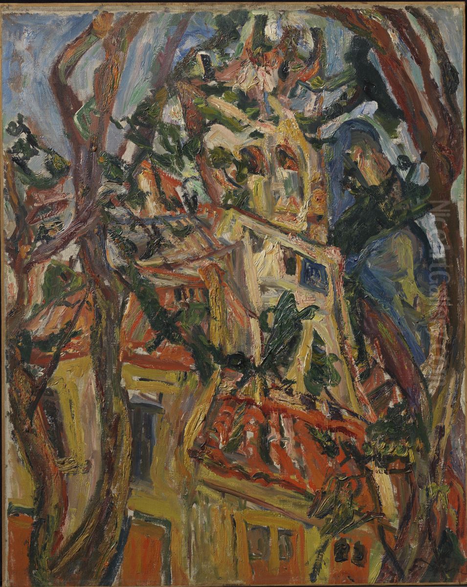 Steeple of Saint-Pierre at Ceret Oil Painting by Chaim Soutine