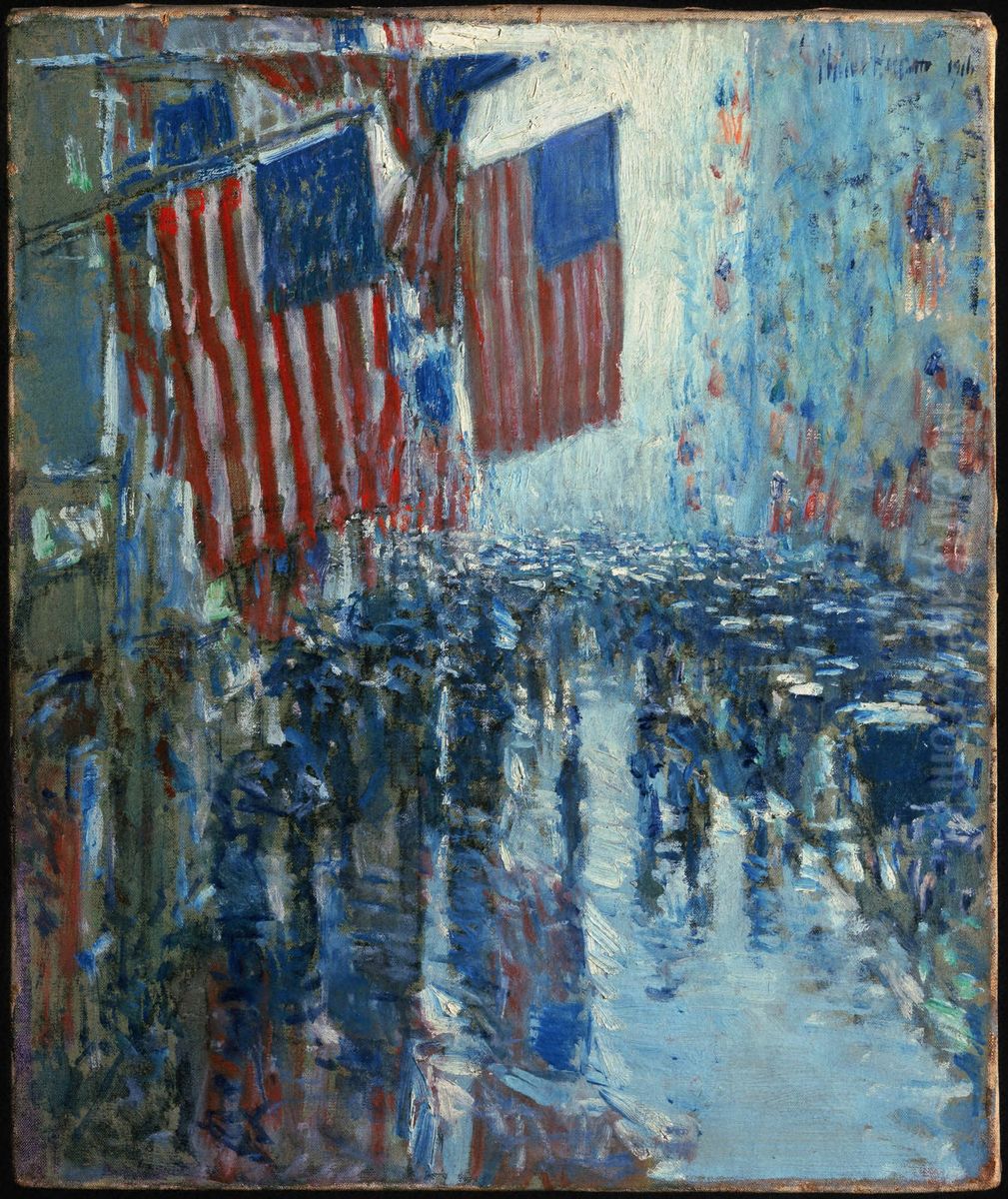 Rainy Day, Fifth Avenue Oil Painting by Childe Hassam