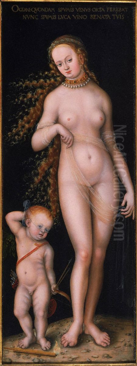 Venus and Amor Oil Painting by Lucas Cranach the Elder