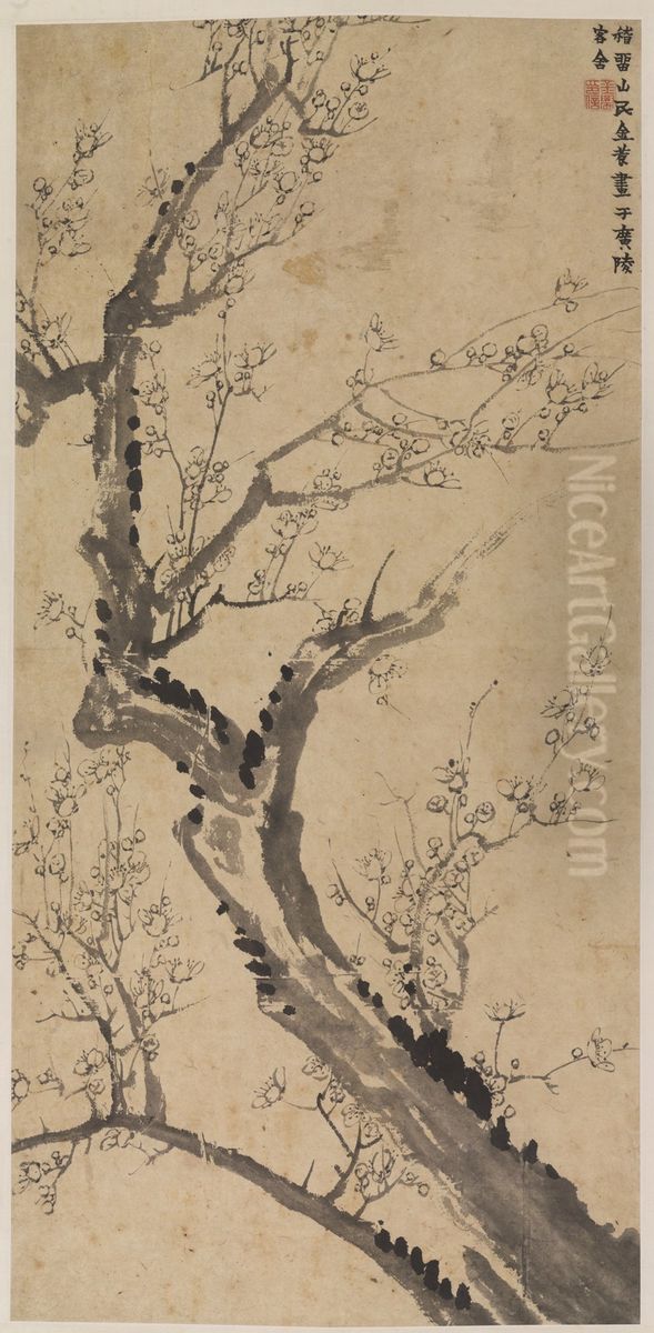 Ink Plum (Mo mei mo mei) Oil Painting by Jin Nong