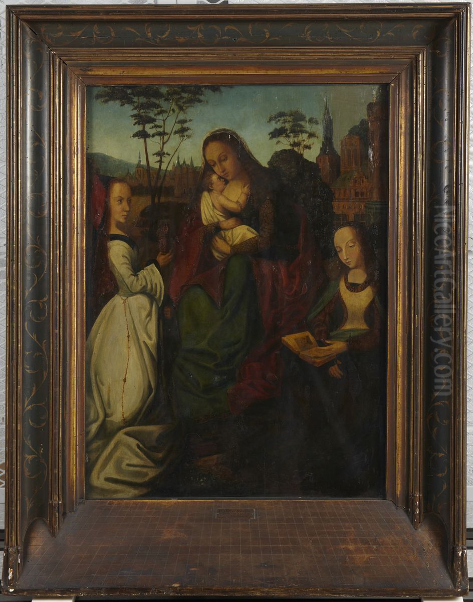 Madonna and Child, with Two Saints Oil Painting by Master Of Frankfurt