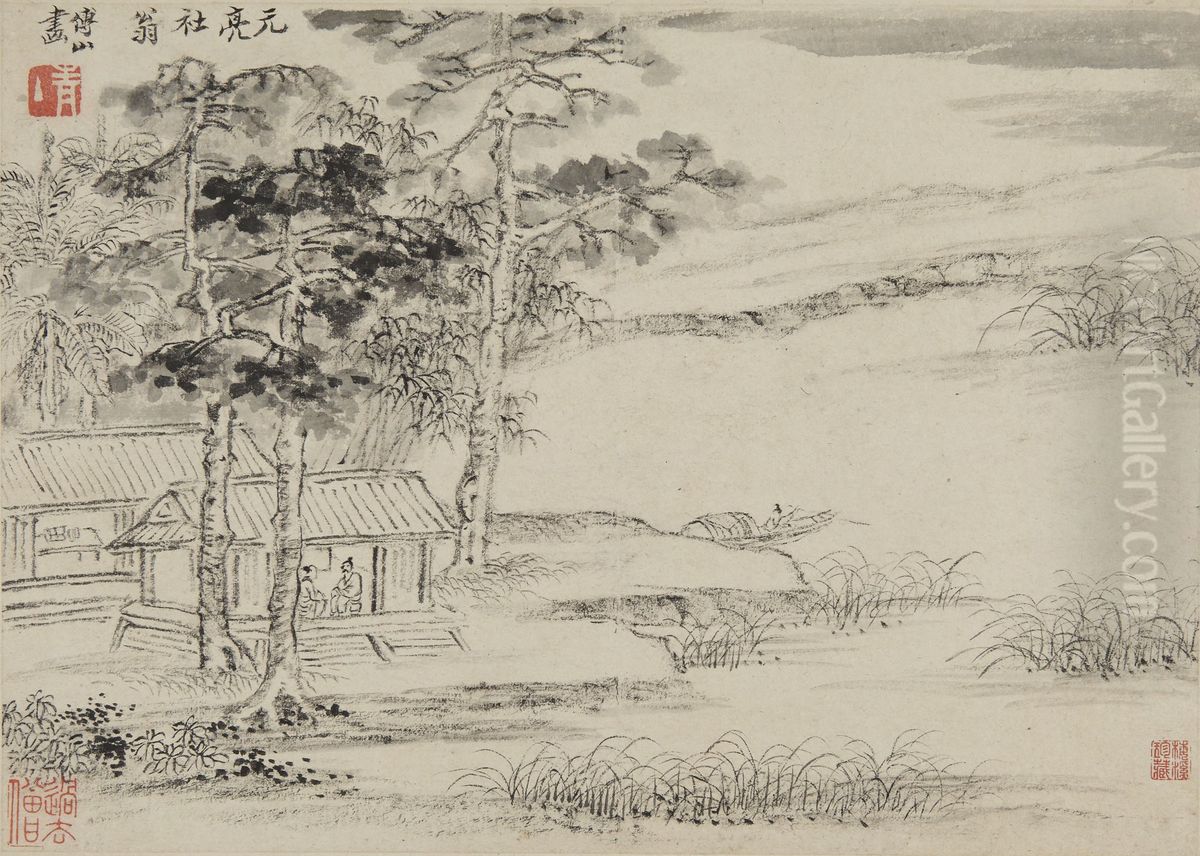 House on a Shore Oil Painting by Fu Shan