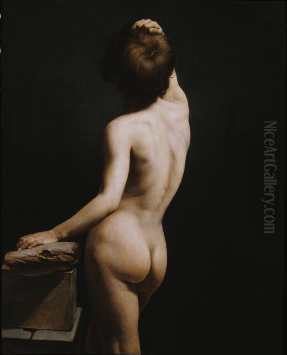 Academic Study of Adolescent Boy, Seen from Behind Oil Painting by Horace Vernet