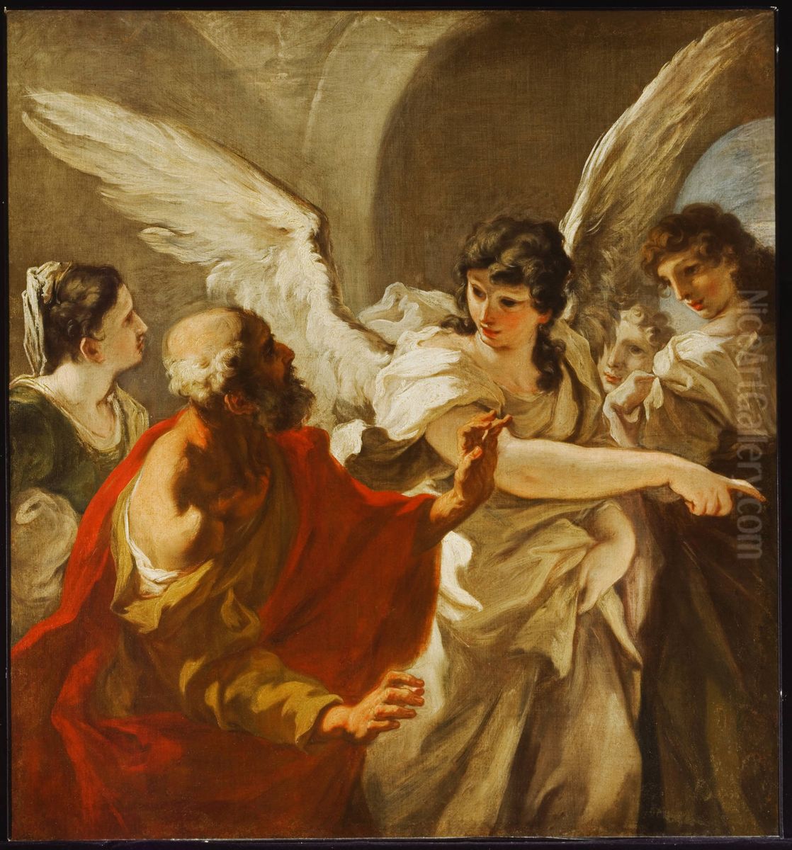 The Flight of Lot Oil Painting by Giovanni Antonio Pellegrini