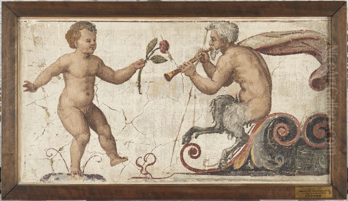Satyr and Boy Oil Painting by Giulio Romano (Orbetto)
