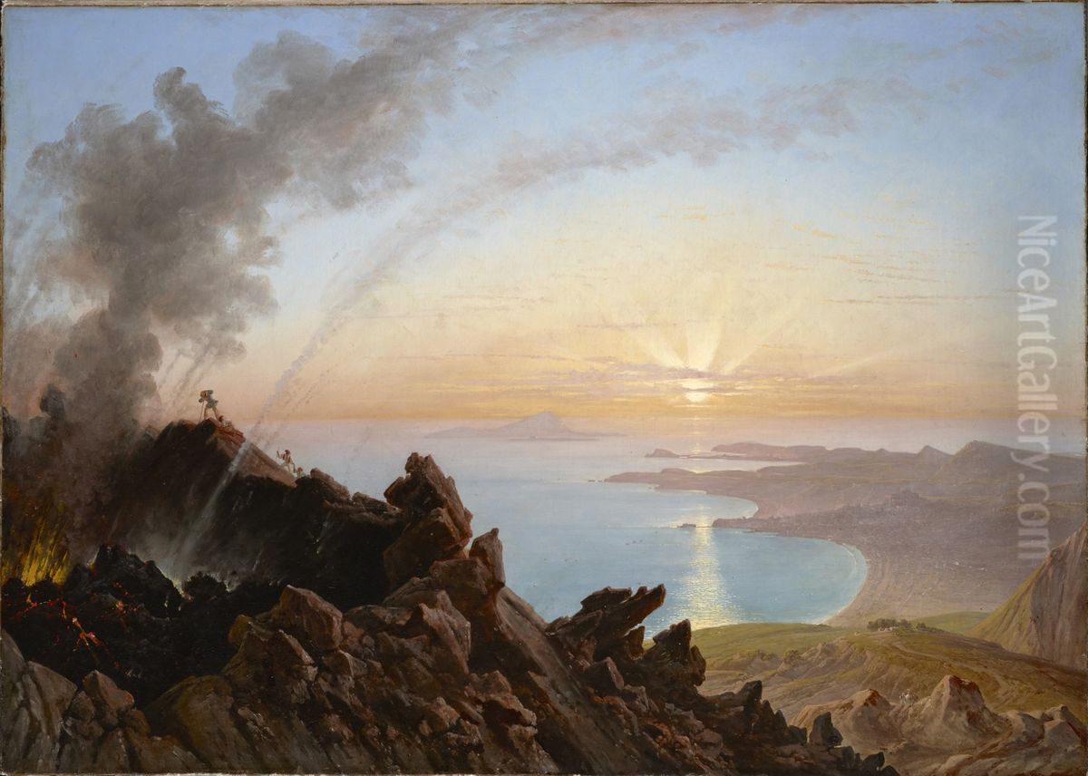 Mount Vesuvius and the Bay of Naples Oil Painting by Franz Ludwig Catel