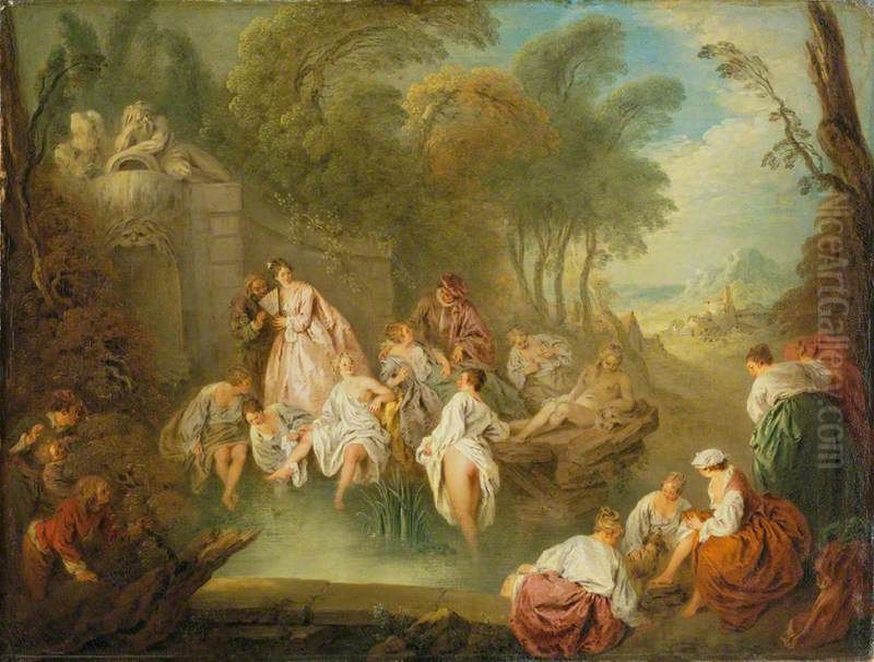 Bathing Party in a Park Oil Painting by Jean-Baptiste Pater