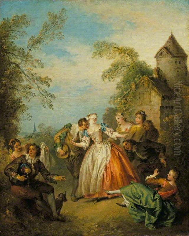 Blind Man's Buff (Le colin-maillard) Oil Painting by Jean-Baptiste Pater