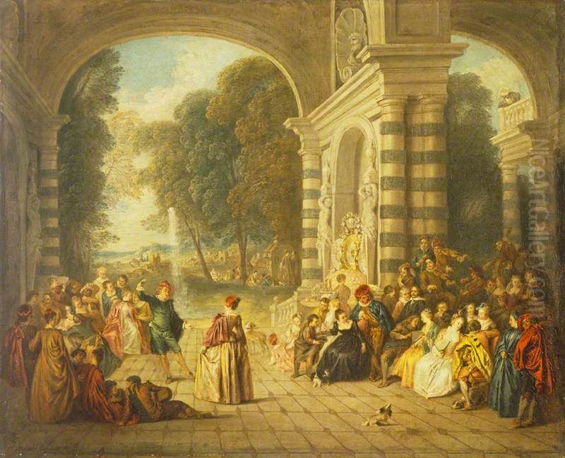 Les plaisirs du bal (after Jean-Antonie Watteau) Oil Painting by Jean-Baptiste Pater