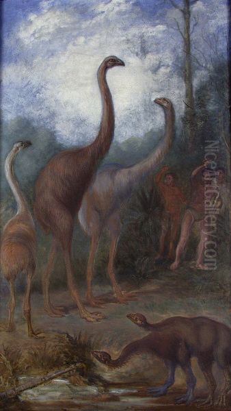 Moas of Prehistoric New Zealand Oil Painting by Benjamin Waterhouse Hawkins