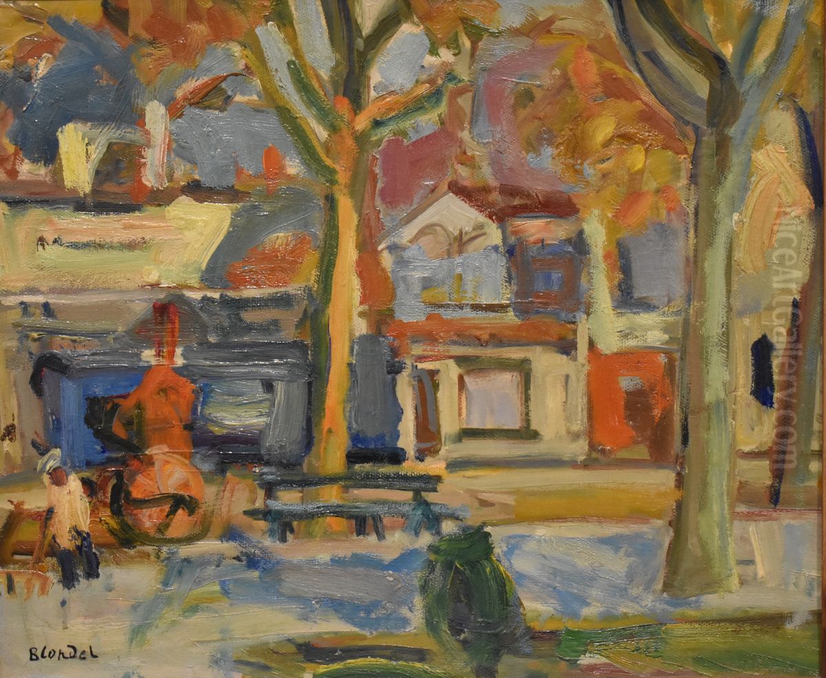 Boulevard a Carcassonne a l'automne Oil Painting by Sasha Blonder