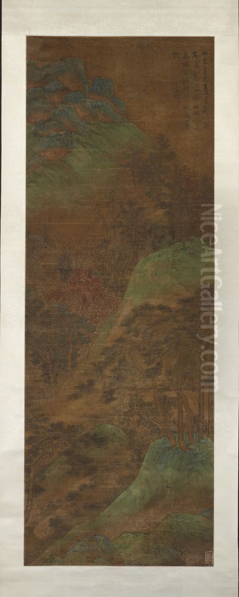 Mountains in Spring, Ming style Oil Painting by Wen Zhengming