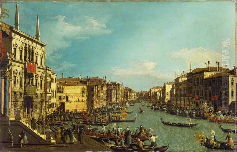 a Regatta on the Grand Canal Oil Painting by Canaletto