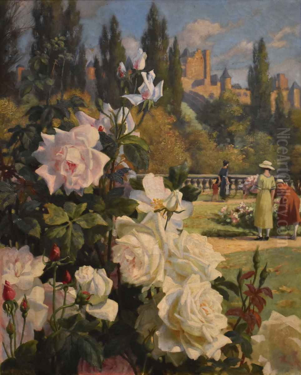Fleurs et Cite Oil Painting by Henri Pringuet