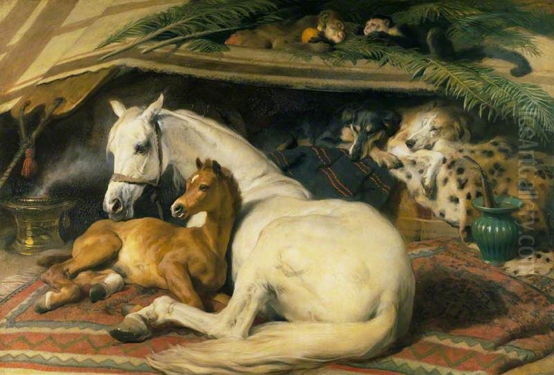 The Arab tent with mare and foal Oil Painting by Sir Edwin Henry Landseer