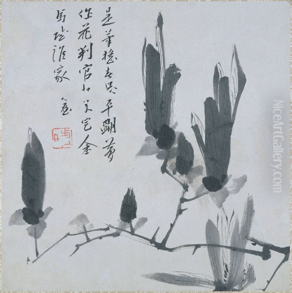 Branch of Magnolia Oil Painting by Bada Shanren