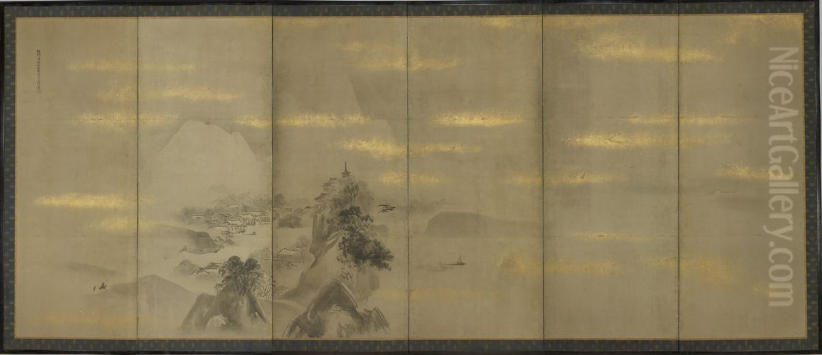 Landscapes of the Four Seasons Oil Painting by Kano Tan'yu