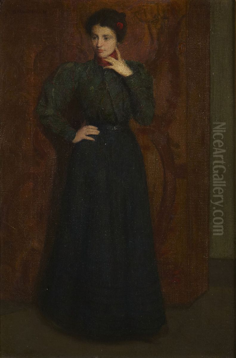 The Green Dress Oil Painting by J. Alden Weir
