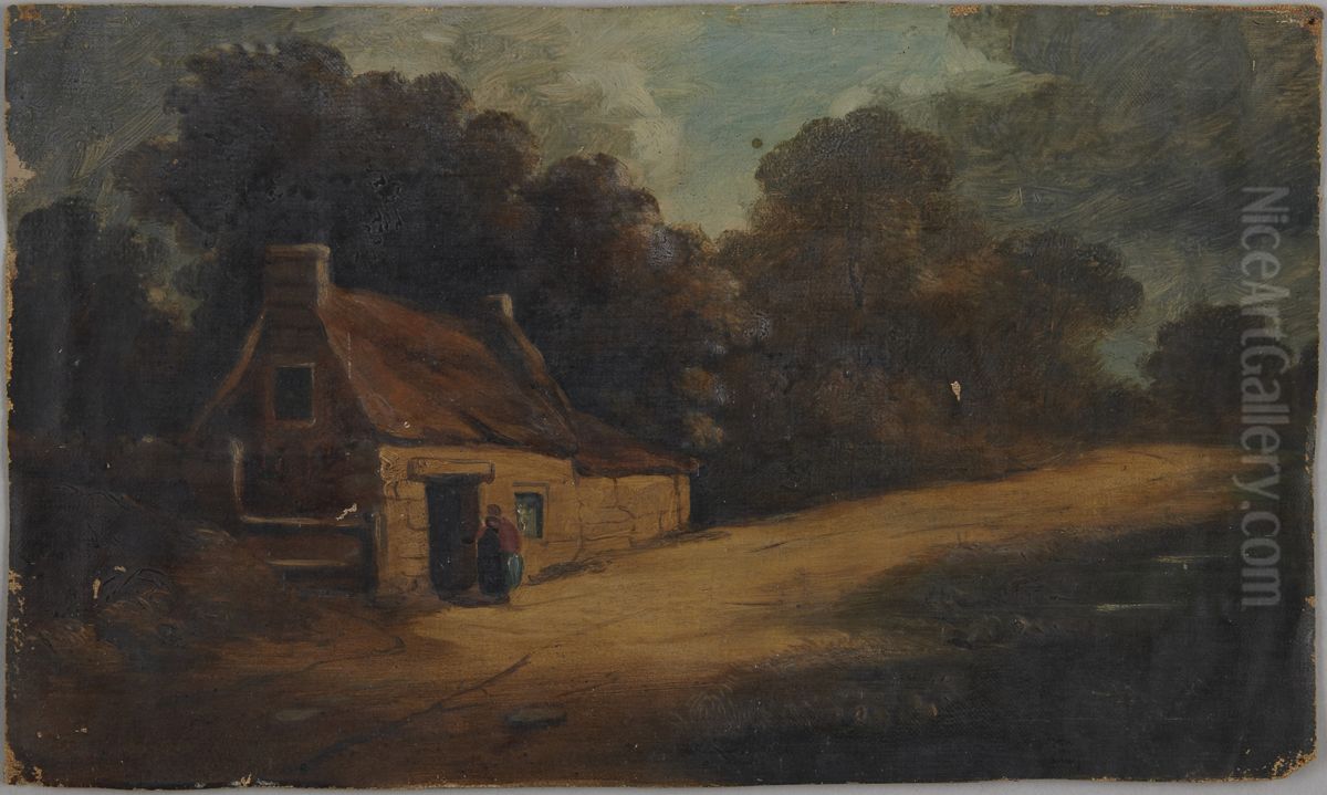 Cottage in Landscape Oil Painting by Thomas Barker