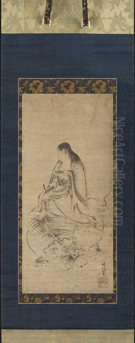 Bodhisattva Manjusri Oil Painting by Mincho