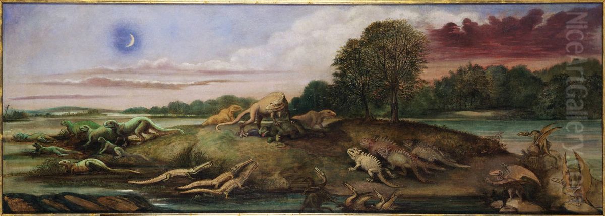 Jurassic Life of Europe Oil Painting by Benjamin Waterhouse Hawkins