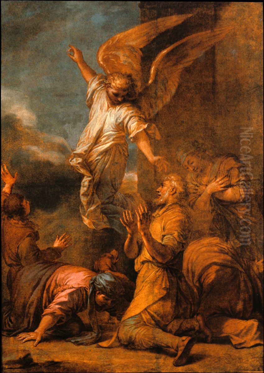 The Angel Leaving the House of Tobias Oil Painting by Salvator Rosa