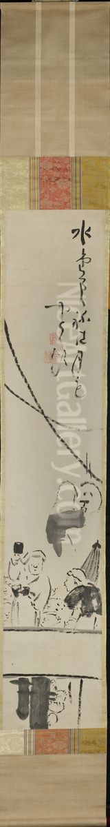 Mibu Kyogen Oil Painting by Ike no Taiga