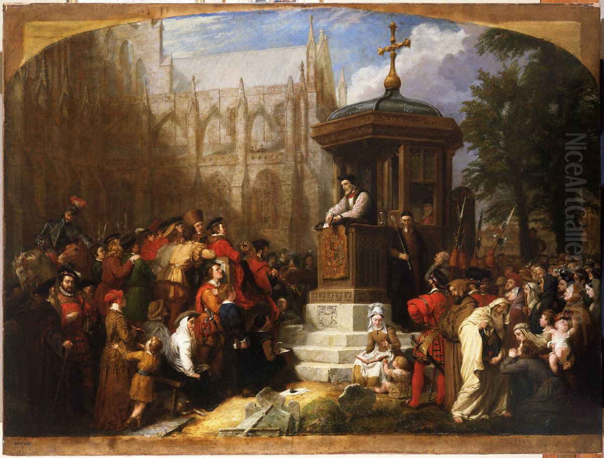 Latimer Preaching at Paul's Cross Oil Painting by George Hayter