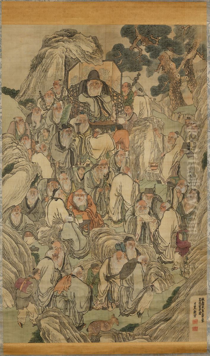 One Hundred Old Men Oil Painting by Yosa Buson