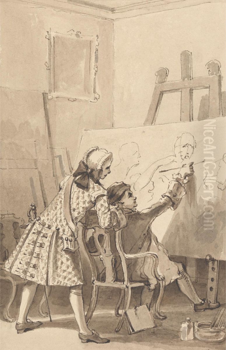 Hogarth painting 'The Lady's Last Stake,' in the Presence of Lord Charlemont Oil Painting by John Thomas Smith