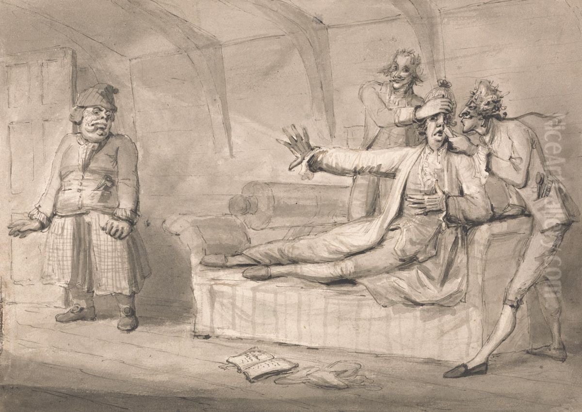 Morgan Offending the Delicate Organs of Captain Wiffle Oil Painting by Samuel Collings