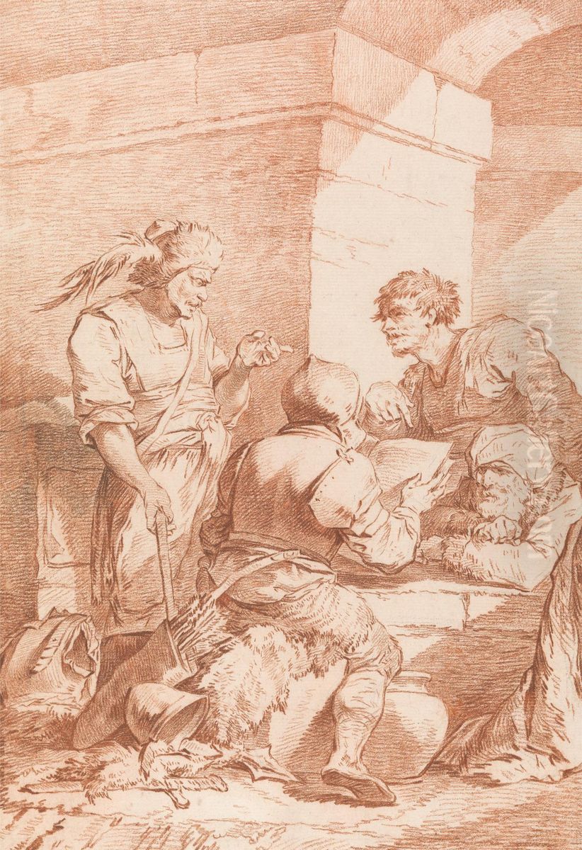 Corps de Garde (Barbarians Defeated by a Book) Oil Painting by Philip James de Loutherbourg