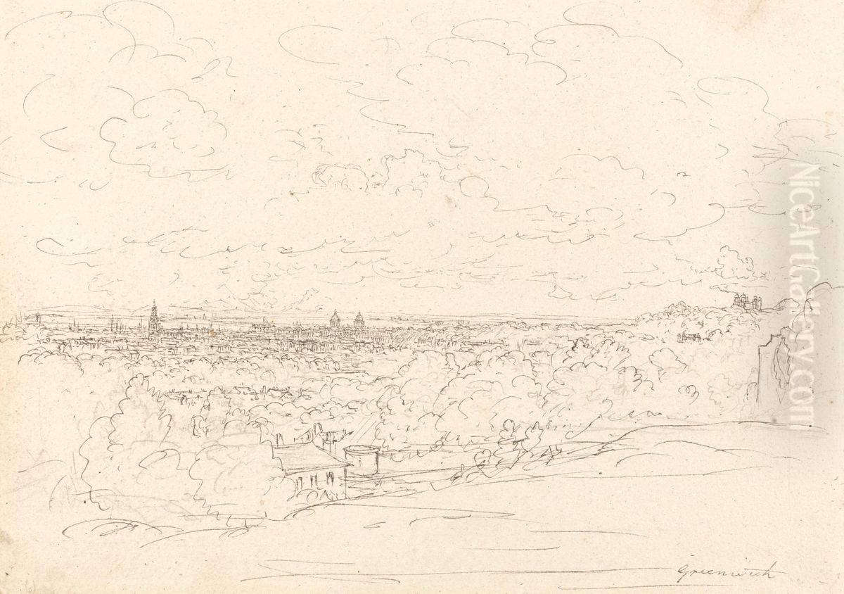 Distant View of Greenwich Oil Painting by John Glover