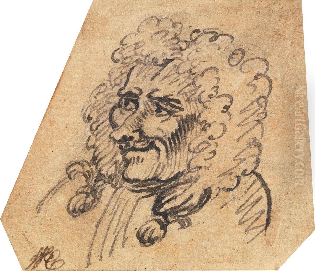 Grotesque Male Head Oil Painting by William Hogarth