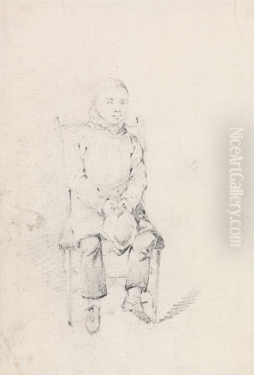 Boy Sitting Holding a Cap Oil Painting by Henry Thomas Alken